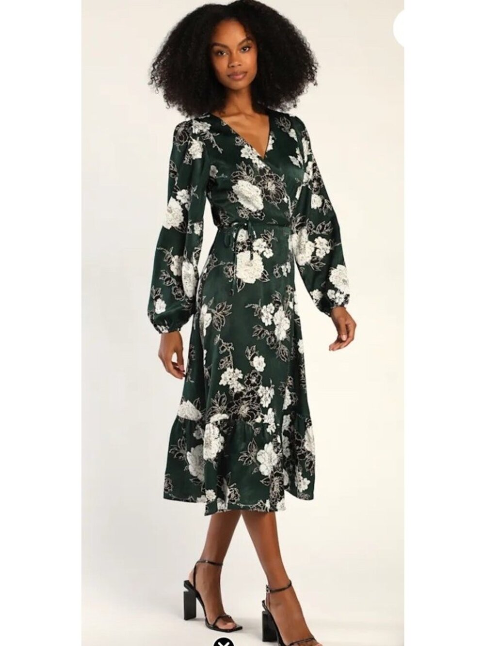 Lulus Green Floral Print Maxi Wrap Dress Women Size XL NWT.     N
